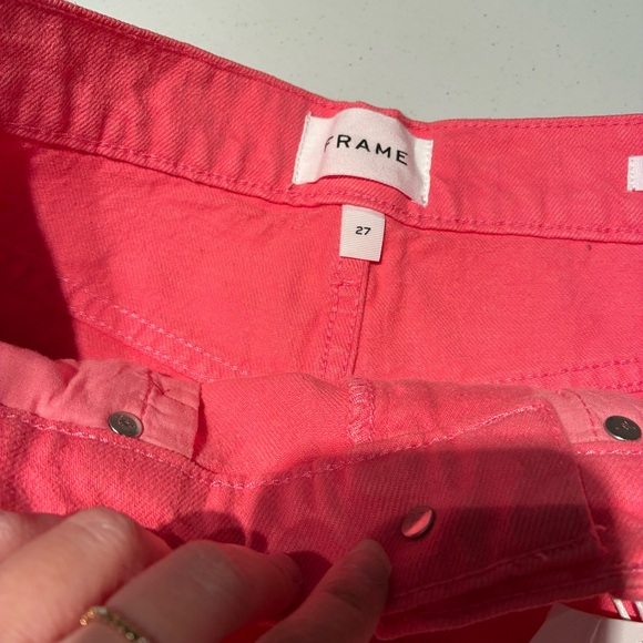 NWT FRAME Le Brigette Denim Shorts Raw Hem in Hot Pink Size 27 - Picture 9 of 11
